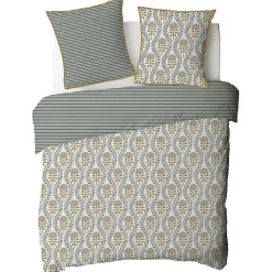 Parure de lit 2 personnes floral charme rayé 260x240cm