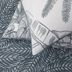 Parure de lit 2 personnes végétal réversible en coton 240x220cm