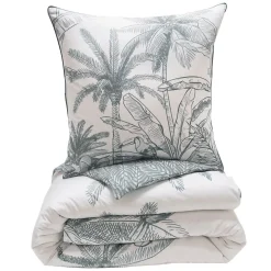 Parure de lit 2 personnes végétal réversible en coton 240x220cm