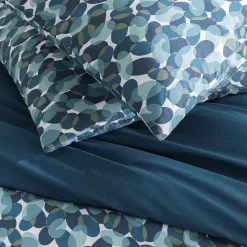 Parure de lit 2 personnes géométrique marine en coton 240x220cm