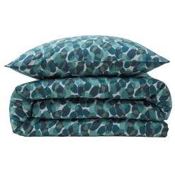 Parure de lit 2 personnes géométrique marine en coton 240x220cm