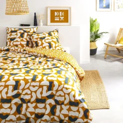 Parure de lit 2 personnes géométrique réversible 260x240cm