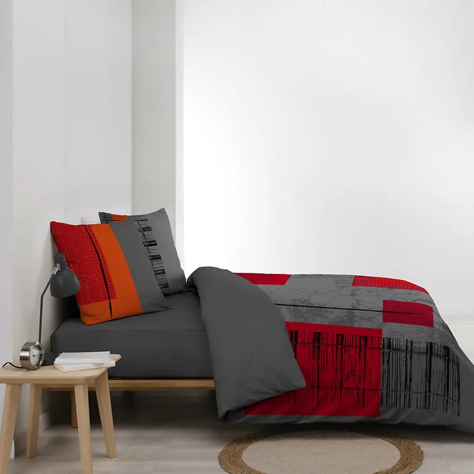 Parure de lit 2 personnes "Quadro" (240x220 cm - Gris anthracite)