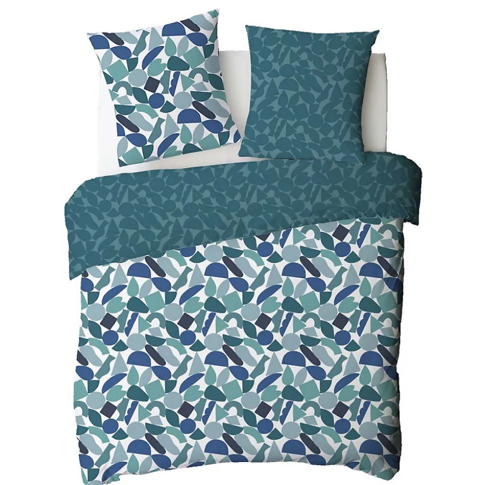 Parure de lit 2 personnes géométrique réversible en coton 240x220cm