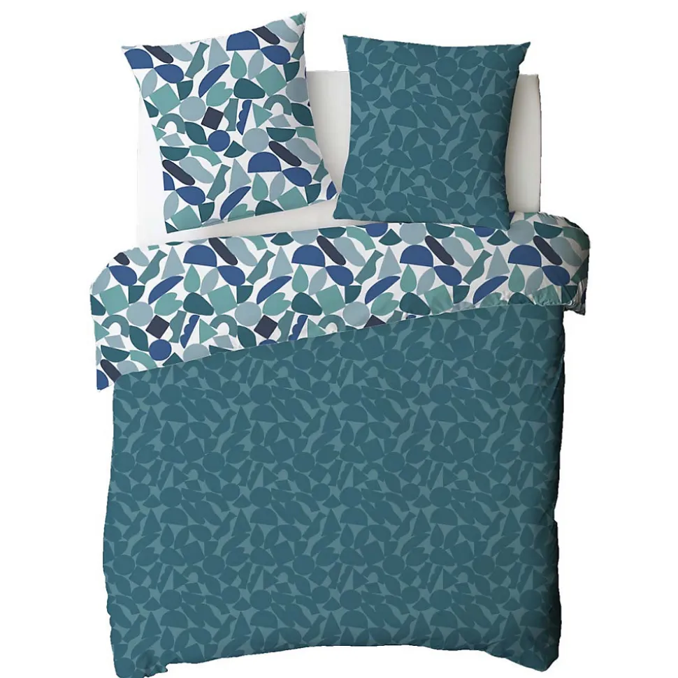 Parure de lit 2 personnes géométrique réversible en coton 240x220cm