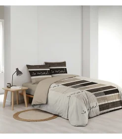 Parure de Lit 3 Pièces - 240 x 220 cm - 42 Fils - So Natural - 220x240cm - Naturel