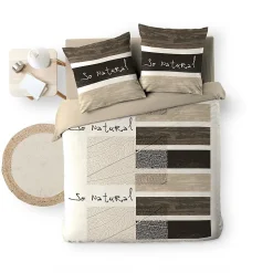 Parure de Lit 3 Pièces - 240 x 220 cm - 42 Fils - So Natural - 220x240cm - Naturel
