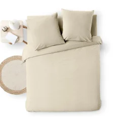 Parure de Lit 3 Pièces 100% Coton Fils Teints Meline beige 260 x 240 cm