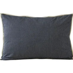 Parure de lit 3 pièces : housse 200x200 cm et taie 50x70 cm coton BRIXTON à rayures noires