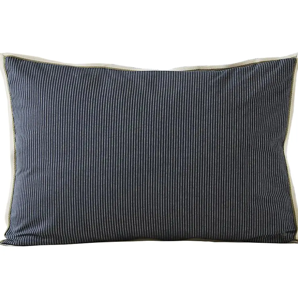 Parure de lit 3 pièces : housse 200x200 cm et taie 50x70 cm coton BRIXTON à rayures noires