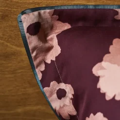 Parure de lit 2 pièces : housse 140x200 cm et taie 50x80 cm satin de coton COUP DE FOUDRE prune/caramel