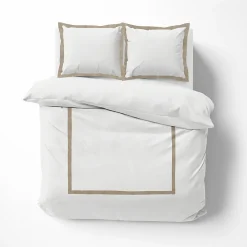 Parure de lit 3 Pièces coton et lin (260x240 cm - Blanc)