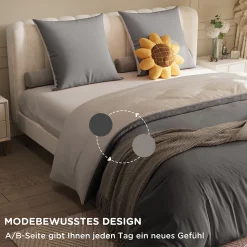 Parure de lit 4 pièces en Polyester, 160 x 200 cm, motif à carreaux esthétique en coton, résistante aux Plis , Gris