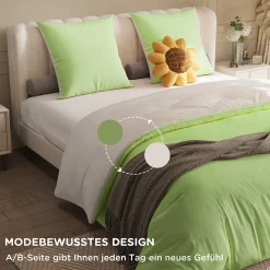 Parure de lit 4 pièces en Polyester, 160 x 200 cm, motif à carreaux esthétique en coton, résistante aux Plis, Vert