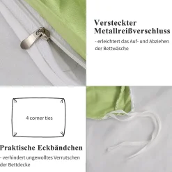 Parure de lit 4 pièces en Polyester, 160 x 200 cm, motif à carreaux esthétique en coton, résistante aux Plis, Vert