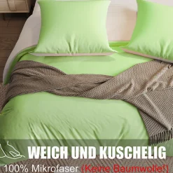 Parure de lit 4 pièces en Polyester, 160 x 200 cm, motif à carreaux esthétique en coton, résistante aux Plis, Vert