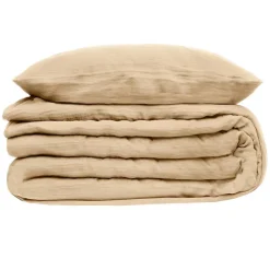 Parure de lit 3 pièces Flora gaze de coton lin 260x240cm - Atmosphera