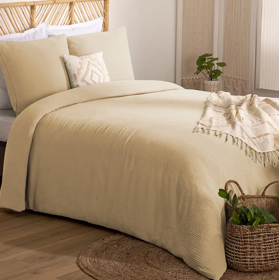 Parure de lit 3 pièces Flora gaze de coton lin 260x240cm - Atmosphera