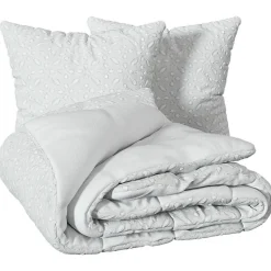 Parure de lit 3 pièces Swan jacquard blanc 240x220cm - Atmosphera