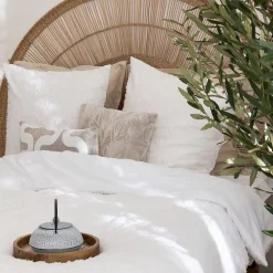 Parure de lit 3 pièces Swan jacquard blanc 260x240cm - Atmosphera