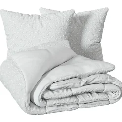 Parure de lit 3 pièces Swan jacquard blanc 260x240cm - Atmosphera