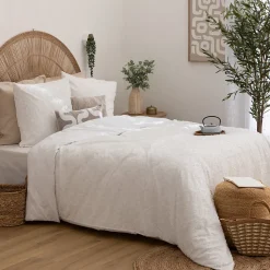 Parure de lit 3 pièces Swan jacquard blanc 260x240cm - Atmosphera