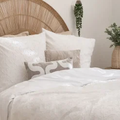 Parure de lit 3 pièces Swan jacquard blanc 260x240cm - Atmosphera