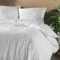Parure de lit 3 pièces tufté (240x220 cm - Blanc)