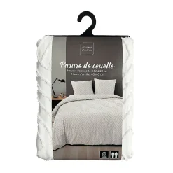 Parure de lit 3 pièces tufté (240x220 cm - Blanc)