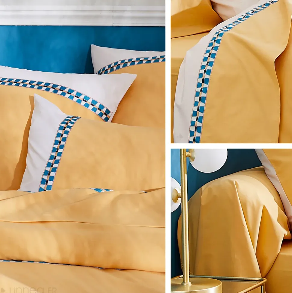 Parure de lit 3 pièces 200x200 cm percale coton ROMY Ambre