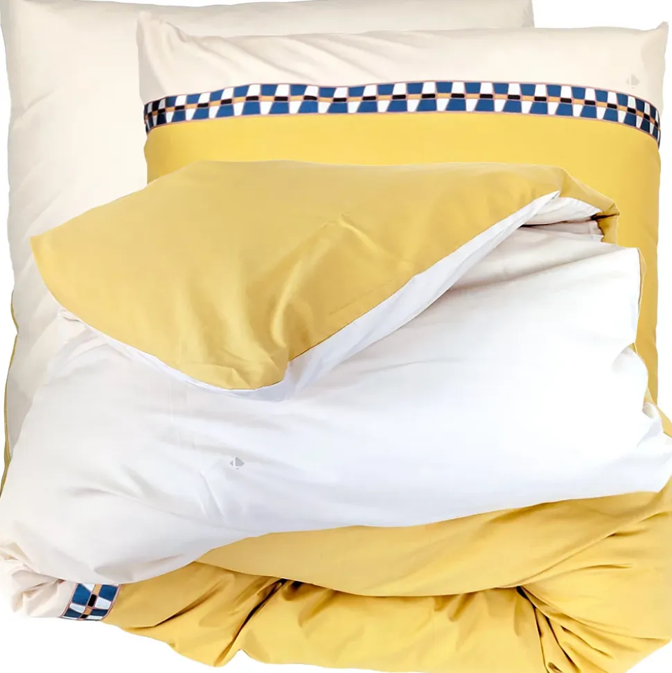 Parure de lit 3 pièces 200x200 cm percale coton ROMY Ambre