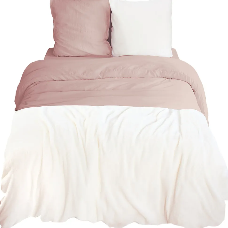 Parure de lit 3 pièces 240x220 cm microfibre et sherpa SHERPA Rose