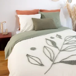 Parure de lit 3 pièces 260x240 cm HERBIER coton lavé