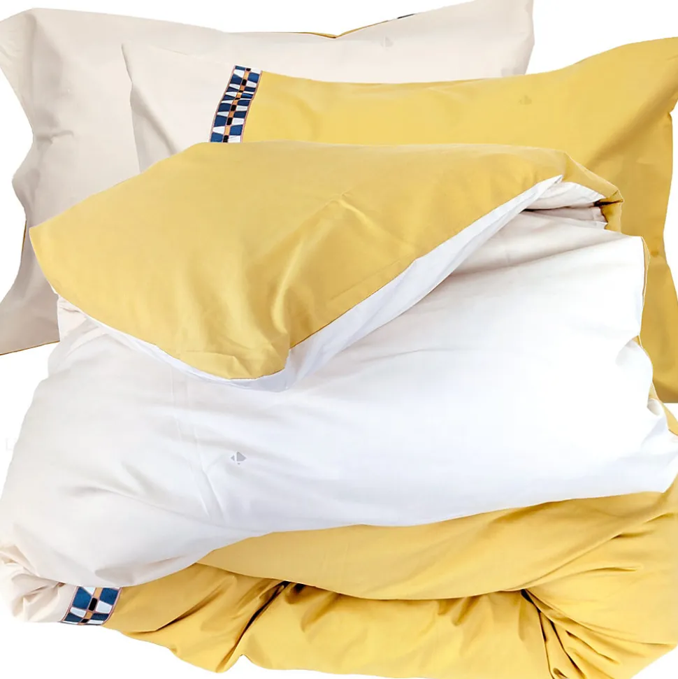 Parure de lit 2 pièces 140x200 cm 50x70 cm percale ROMY Ambre