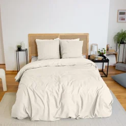Parure de lit 3 pièces 260x240 cm microfibre SENSATION FLANELLE beige
