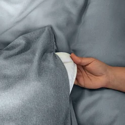 Parure de lit 3 pièces 240x220 cm SENSATION FLANELLE Ardoise