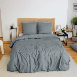 Parure de lit 3 pièces 240x220 cm SENSATION FLANELLE Ardoise
