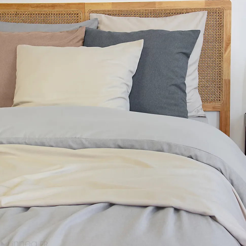 Parure de lit 3 pièces 240x220 cm SENSATION FLANELLE Ardoise