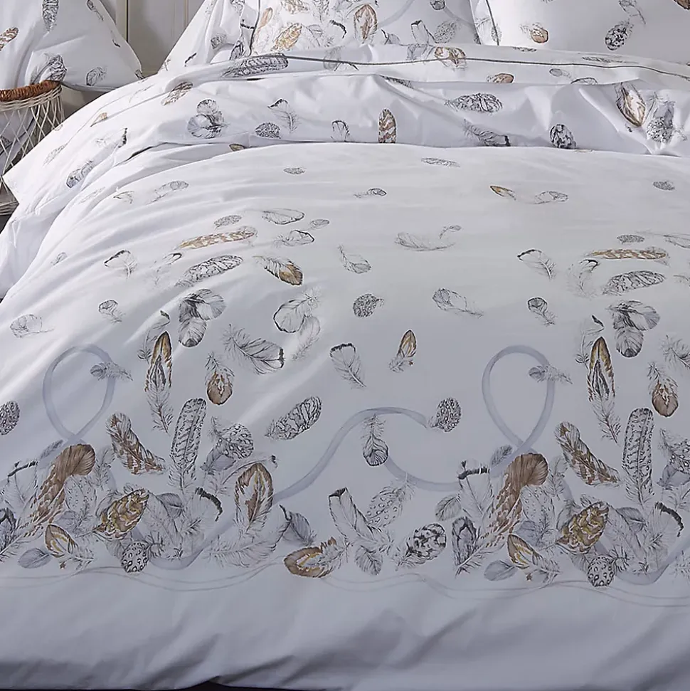 Parure de lit 3 pièces 280x240 cm taies 50x70 cm percale PLUMES