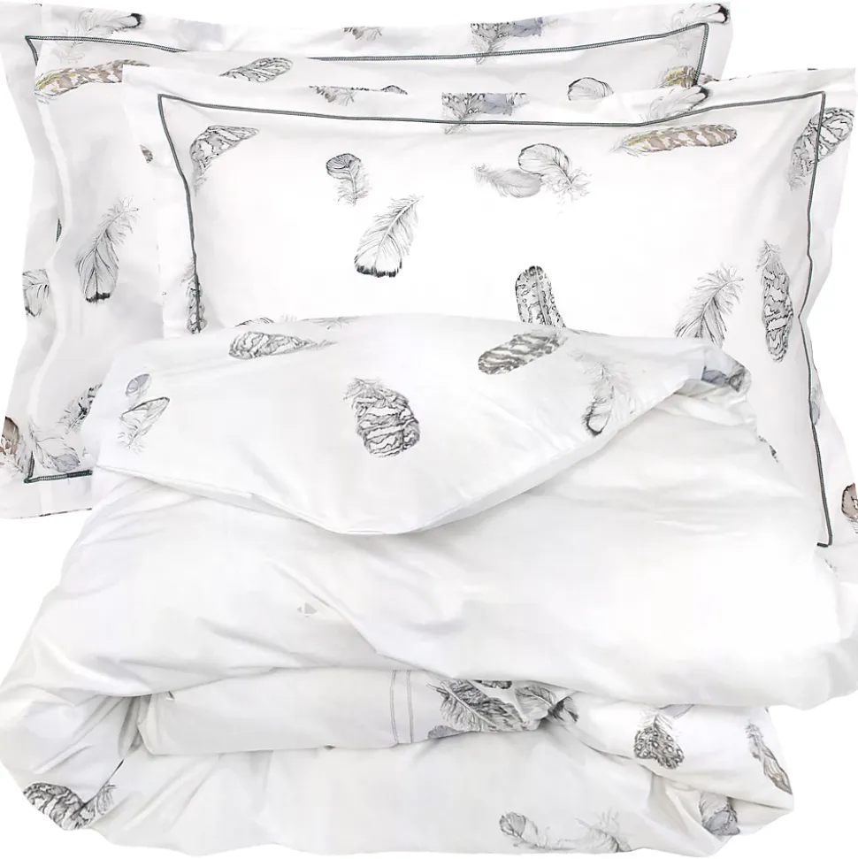 Parure de lit 3 pièces 280x240 cm taies 50x70 cm percale PLUMES