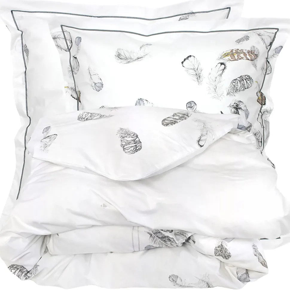 Parure de lit 3 pièces 260x240 cm taies 65x65 cm Percale pur coton PLUMES