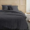 Parure de lit - TODAY - 123323 - 2 personnes - 240x220cm - Gaze de coton unie - Fusain