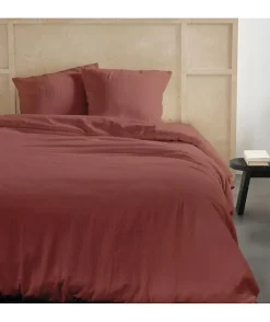 Parure de lit - TODAY - 123671 - 2 personnes - 260x240cm - Gaze de coton unie - Terracotta
