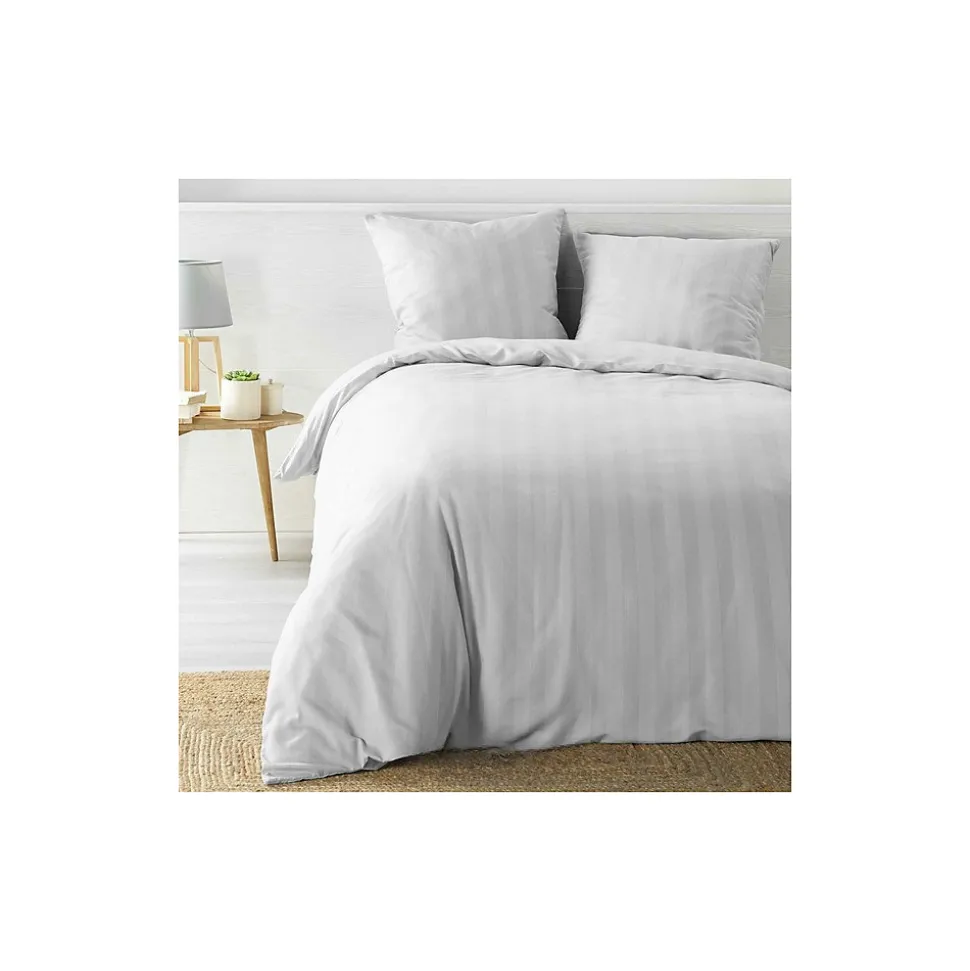 Parure de Lit 240 x 220 cm + 2 Taies Microfibre Unie CLÉO Blanc