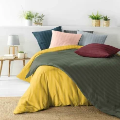 Parure de Lit 240 x 220 cm + 2 Taies Microfibre Unie CLÉO Noir