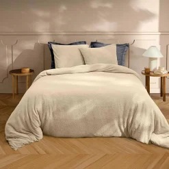 Parure de lit 240 x 220 cm + 2 taies Bouclette Unie HELENA Sable