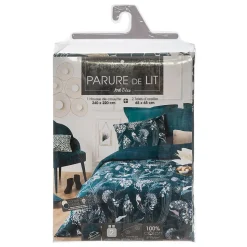 Parure de lit Art Déco Paon en coton 240x220 cm - Atmosphera