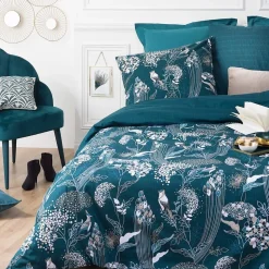 Parure de lit Art Déco Paon en coton 240x220 cm - Atmosphera