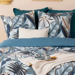 Parure de lit aux impressions bleutées (240x220 cm - Bleu)