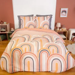 Parure de lit collection LOVE 240x220 cm pur coton rose 3 pièces